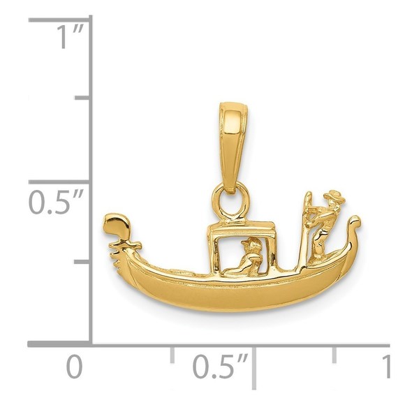 14k Yellow Gold Travel Solid Polished 3-D Gondola Necklace Charm Pendant